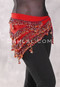 DYNASTY Wide Row Beaded Hip Scarf - Red with Red, Silver and Orange