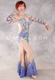 BLUE SAPPHIRE Egyptian Dress - Royal Blue, Nude and Silver