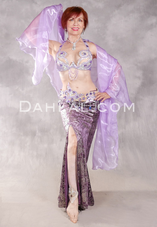 TREASURED JEWEL Egyptian Bra and Belt Set - Lavender and Silver