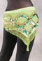 GRAND PYRAMID Egyptian Bead and Coin Hip Scarf - Lime with Gold and Green