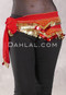 Egyptian Hip Scarf with Beads and Coins - Solid Red with Gold and Red