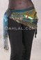 GRAND PYRAMID Egyptian Bead and Coin Hip Scarf - Floral Print with Forest Green Iris, Gold and Green