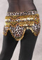 Egyptian Hip Scarf With Beads And Coins -Animal Print with Gold and Copper