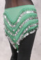 ASWAN Multi-Row Coin Hip Scarf - Green and Silver