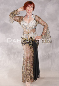 FLORAL SERENADE Egyptian Dress - Black, Gold and Silver