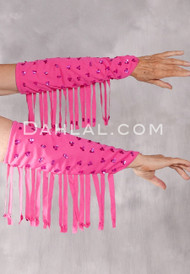 Turkish Lycra Fringe Sleeve Set - Hot Pink with Fuchsia