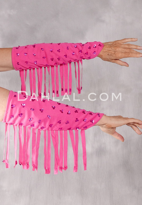 Turkish Lycra Fringe Sleeve Set - Hot Pink with Fuchsia