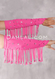 Turkish Lycra Fringe Sleeve Set - Hot Pink with Silver