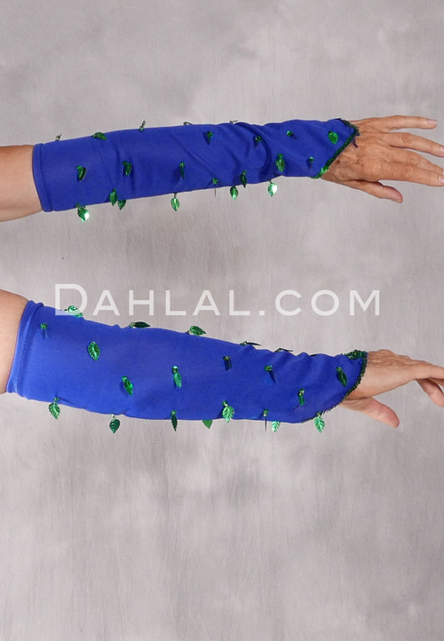 Turkish Lycra Sleeve Set - Royal Blue with Green