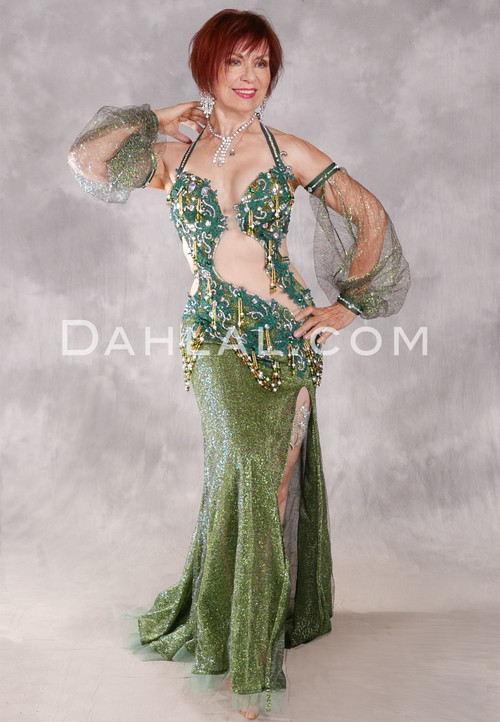 ARABIAN DREAM Egyptian Dress - Forest Green and Gold