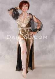 GOLDEN NIGHTS Egyptian Dress - Metallic Gold, Black and White