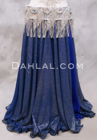 SPARKLE Double Chiffon Skirt - Navy Blue with Silver Glitter