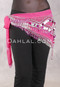 Egyptian Deep V Beaded Hip Wrap and Teardrop Beads - Fuchsia with Silver and Fuchsia