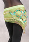 Egyptian Deep V Beaded Hip Wrap and Teardrop Beads - Lime with Gold, Lime and Green