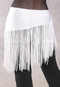 Lycra Fringe Hip Scarf - White with White