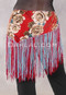 Lycra Fringe Hip Scarf - Floral with Turquoise and Red