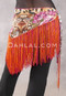 Lycra Fringe Hip Scarf - Animal Print and Floral with Red and Orange