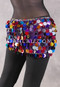 Egyptian Lycra Hip Wrap with Paillettes - Purple with Multi-color