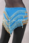 Deep "V" Beaded Loop Egyptian Hip Scarf - Turquoise with Gold and Turquoise