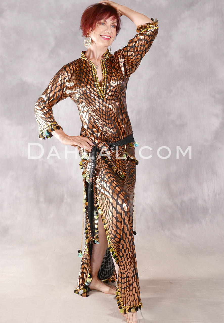 DESERT DARLING Egyptian Saidi Dress - Black, Copper and Gold