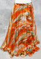 Autumn Watercolor Chiffon Skirt- Orange, Green and Ivory