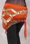 Egyptian Deep V Beaded Hip Wrap and Teardrop Beads - Orange with Orange and Gold