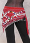 Egyptian Deep V Beaded Hip Wrap and Teardrop Beads - Red with Red, Silver and Multi-color