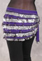 Five Row Egyptian Bead and Coin Hip Scarf - Purple with Purple Iris and Silver