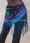 Burnout Velvet Shawl With Crocheted Fringe - Black with Purple, Blue and Green