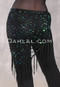 Sequin Crocheted Shawl - Green Iris on Black