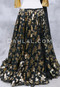 Golden Leaves Double Chiffon Skirt - Black and Metallic Gold