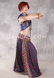 DAMIETTA DUSK Printed Harem Pants- Navy with Multi-color