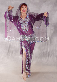 Egyptian Assuit Beledi Dress - Purple and Silver