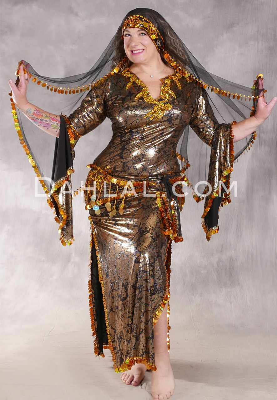 LUXOR LEGACY Egyptian Saidi Dress - Metallic Gold and Black