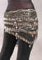 Deep "V" Beaded Loop Egyptian Hip Scarf - Black and Gold with Gold