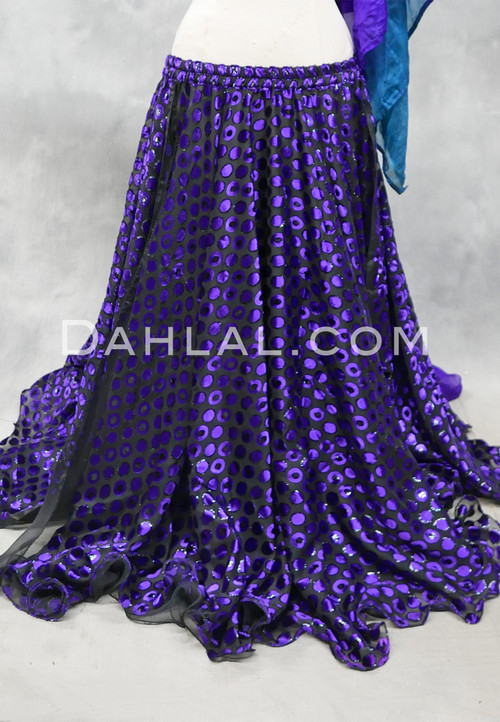 LOTUS Metallic Burnout Velvet Double Chiffon Skirt - Purple
