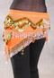 Egyptian Deep V Beaded Hip Wrap and Teardrop Beads - Orange with Gold, Silver, Apricot and Black