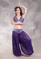 LUNA JADE II Silk Brocade Harem Pant and Medium Halter Top Set - Purple, Lavender and Silver