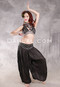 LUNA JADE II Silk Brocade Harem Pant and Small Halter Top Set - Black and Gold