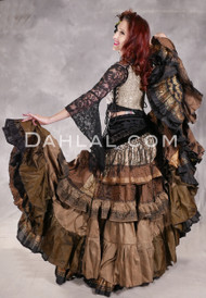 MOONLIGHT AVALON 25 Yard Silk Tiered Ruched Skirt - Chocolate, Taupe, Dark Olive, Black, Gold and Silver