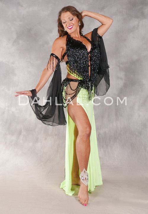 TIMELESS TREASURE Egyptian Dress - Black and Lime