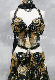 SAMIA Egyptian Bra and Belt Set - Black and Gold