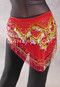 Egyptian Deep V Beaded Hip Wrap and Teardrop Beads - Red with Gold, Red Iris and Multi-color