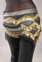 GRAND PYRAMID Egyptian Bead and Coin Hip Scarf - Metallic with Gold and Black