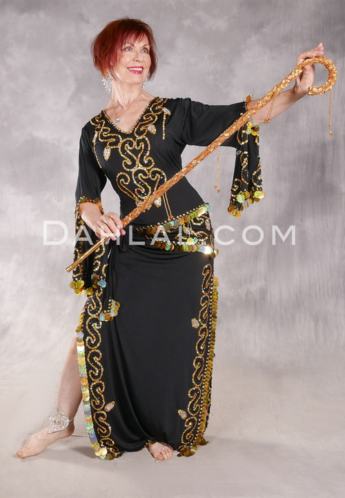 SAIDI JEWEL Egyptian Dress - Black and Gold , Medium-Large