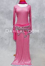 JEWEL OF JAKARTA Egyptian Dress - Dark Pink and Silver