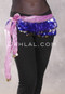 Two Layer Paillette and Coin Egyptian Hip Scarf - Lavender and Pink with Gold