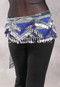 Egyptian Hip Scarf With Beads And Coins - Graphic Print with Silver, Royal Blue and Purple