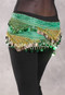 Egyptian Hip Scarf With Beads And Coins - Green and Gold