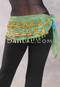 Egyptian Hip Scarf with Beads - Watercolor Print with Gold